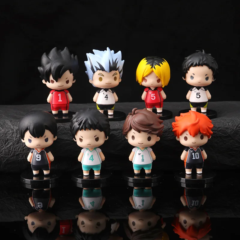 악마 슬레이어 Kimetsu no Yaiba 미스터리 박스 피규어 블라인드 박스 Anime animer를위한 최고의 선물 Nezuko Zenitsu Figure Lucky Box 9 Haikyuus 액션 피규어 장난감 Q 버전, 켄마 코즈메 쇼요 히나타 코타루 보쿠토 유 니시노야 배구 모델 인형, 세트당 8 개