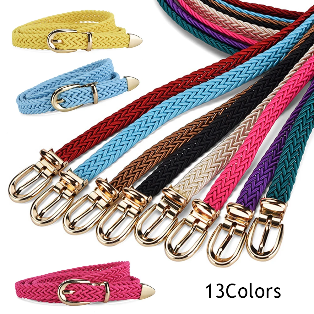 

1PC French Simple Weave Belt For Women Braid Belt Fashion Bohemian Dress Ladies Female Belt Elegant Womens Metal Pin Buckle Belt