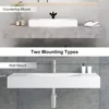 35'' Vessel Sink Wall-Mount Bathroom Sink V-Shaped Floating Sink Stone Resin in Matte White 2
