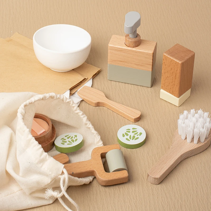 Children's simulation beauty set toys, early education fun puzzle, solid wood manufacturing, role-playing, boys and girls gifts
