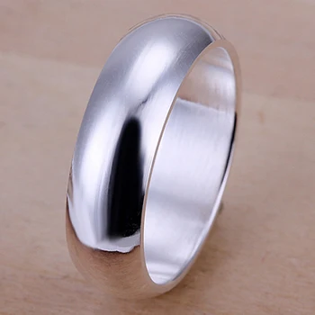 Anelli in argento sterling 925 di alta qualità, anelli rotondi semplici alla moda per donna, gioielli da festa, taglia 5 6 7 8 9 10