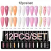 MEET ACROSS 12PCS/SET Quick Extension Gel For Nails Gold Pink Red Foils Semi Permanent Nail Art Gel Varnishes Manicure Kits 1