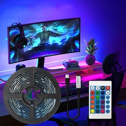 5v rgb levou tira de luz com controle remoto, carregador usb, smd 5050, para tv, desktop, tela, luz de fundo
