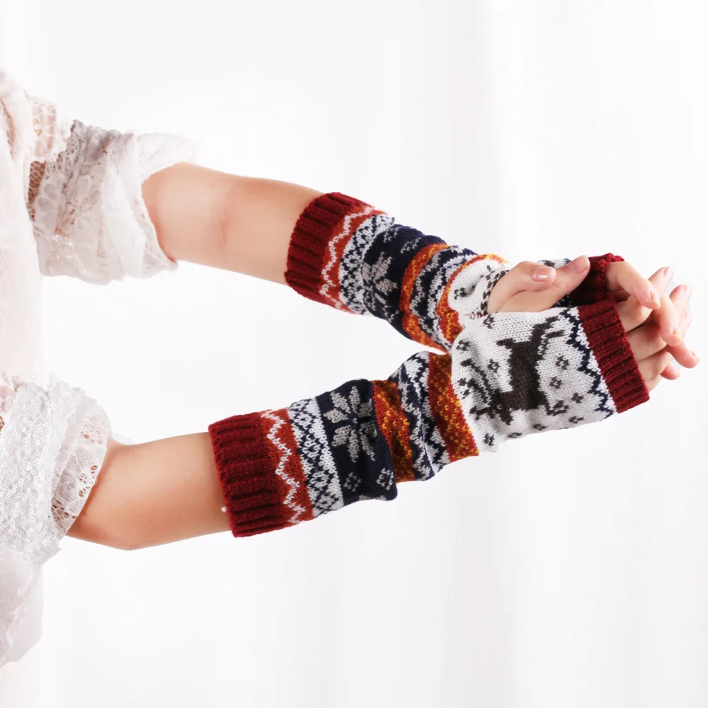 سلسلة عيد الميلاد الكرتون الغزلان أصابع قفازات لينة وصديقة للبشرة الشتاء الباردة والدليل على قفازات محبوكة الملابس والاكسسوارات