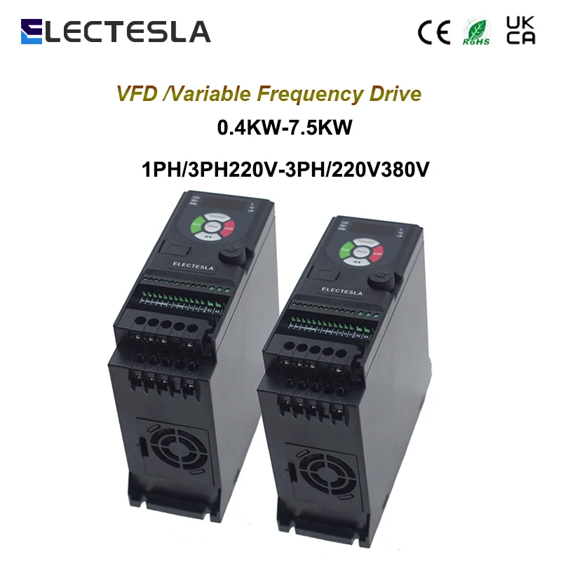 

ES100 VFD Inverter Motor Speed Controller Frequency Converter Variable Frequency Drive Single phase220V three phase 380V 0.4 4KW