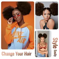 Grande queue de cheval synthétique Afro bouffante avec cordon de serrage, postiche crépue bouclée avec Clips dans les Extensions Updo pour femmes noires 6