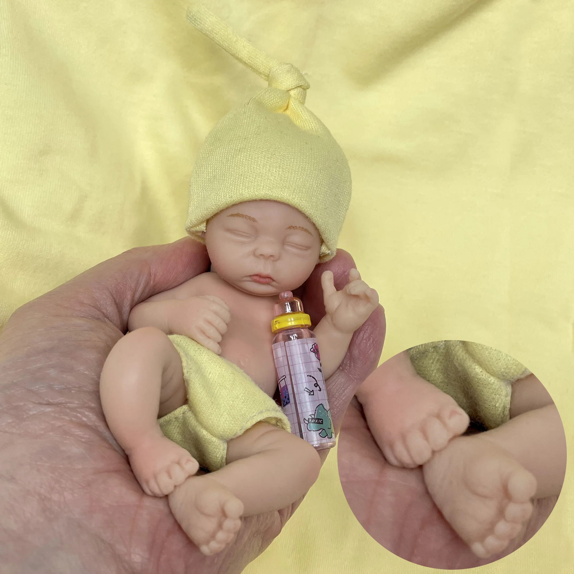 Saskia 6 Inch Soft Full Solid Silicone Bebe Reborn Doll Handmade Lovely  Bonecas Reborn Corpo Todo De Silicone