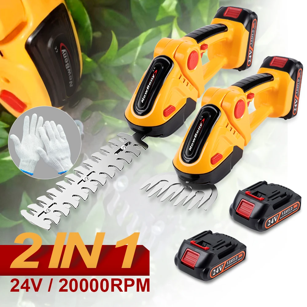 2 in 1 24V Cordless Electric Hedge Trimmer 20000RPM Rechargeable