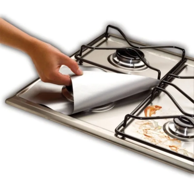 Stove Burner Cover Non-stick Reusable Stovetop Burner Liner Protector Gas Range Protection Cleaning Pad 2/4 Pcs gas stove protection pad