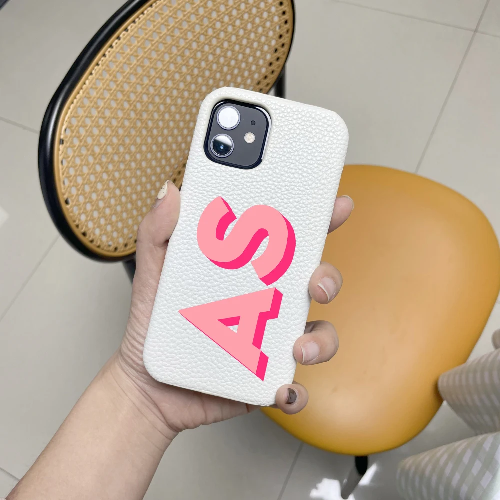 thumbnail image 1 of Personalized iPhone Case Monogram Initial Letter Leather Case For iPhone 15 14 13 12 11 Pro Max XS XR 7 8Plus Luxury Phone Cover, 1 of 5