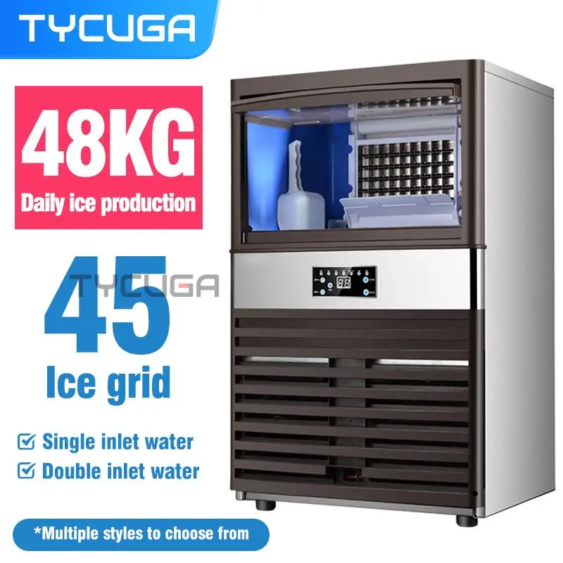 

48KG/24H Automatic Ice Maker Machine Ice Machine Commercial Milk Tea Shop Bar Automatic 22*22mm Cube Ice Maker Ice Cube Machine