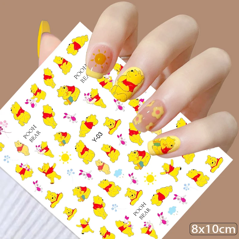 Nail Stickers Mickey Mouse Tigger Stitch Cartoon Nail Stickers Nail Art Decals Disney Princess Donald Duck 3D Stickers Press on Nails