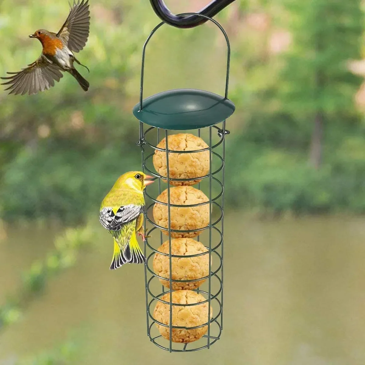 Bird Feeder 1pc bird feeder Birds Grease Ball Holder Feeder Park Garden Pet Bird Supplies Iron Outdoor Mesh Feeding Portable Wild Hanging