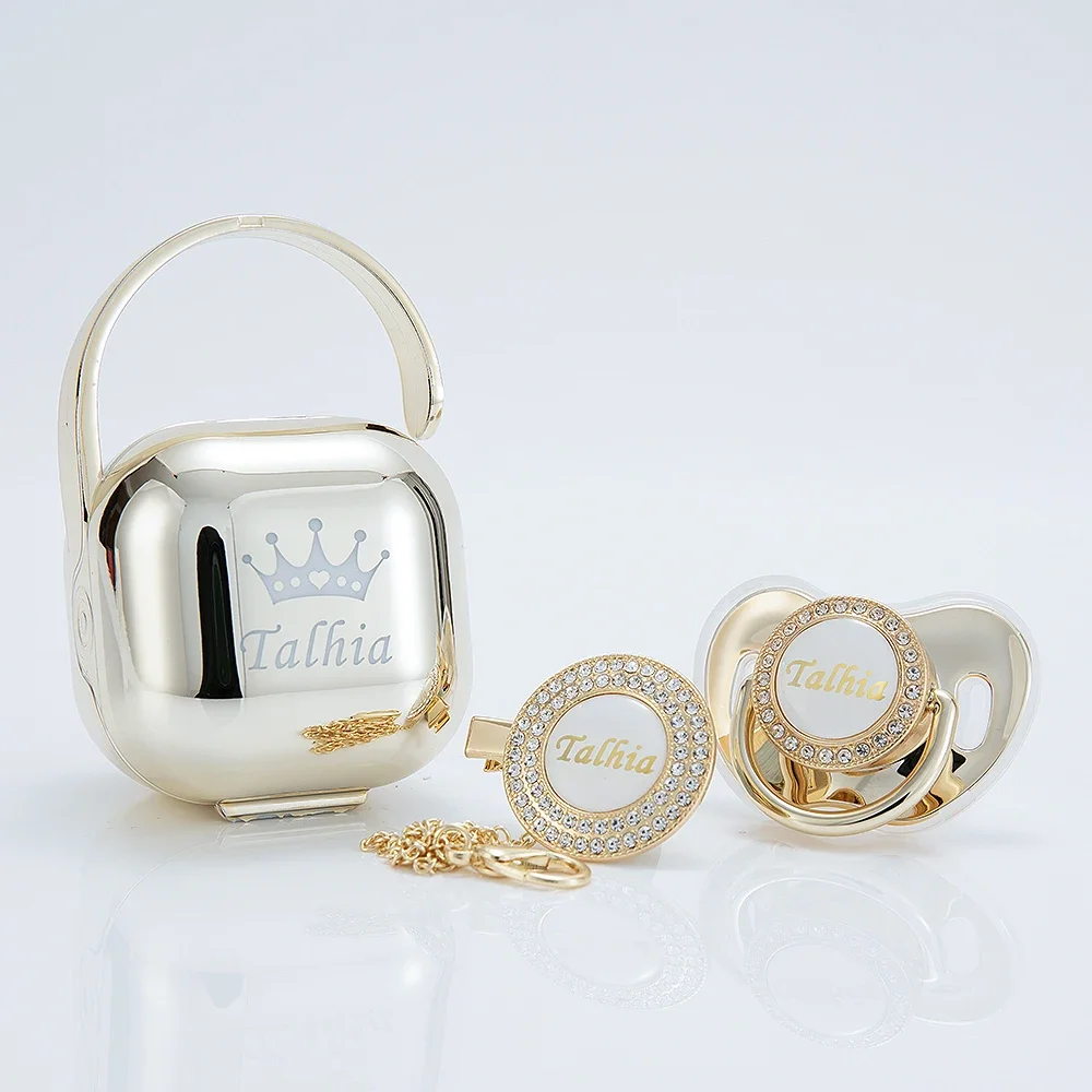 Lovely Bling Custom Baby Pacifiers And Clips/Holder Kit With...
