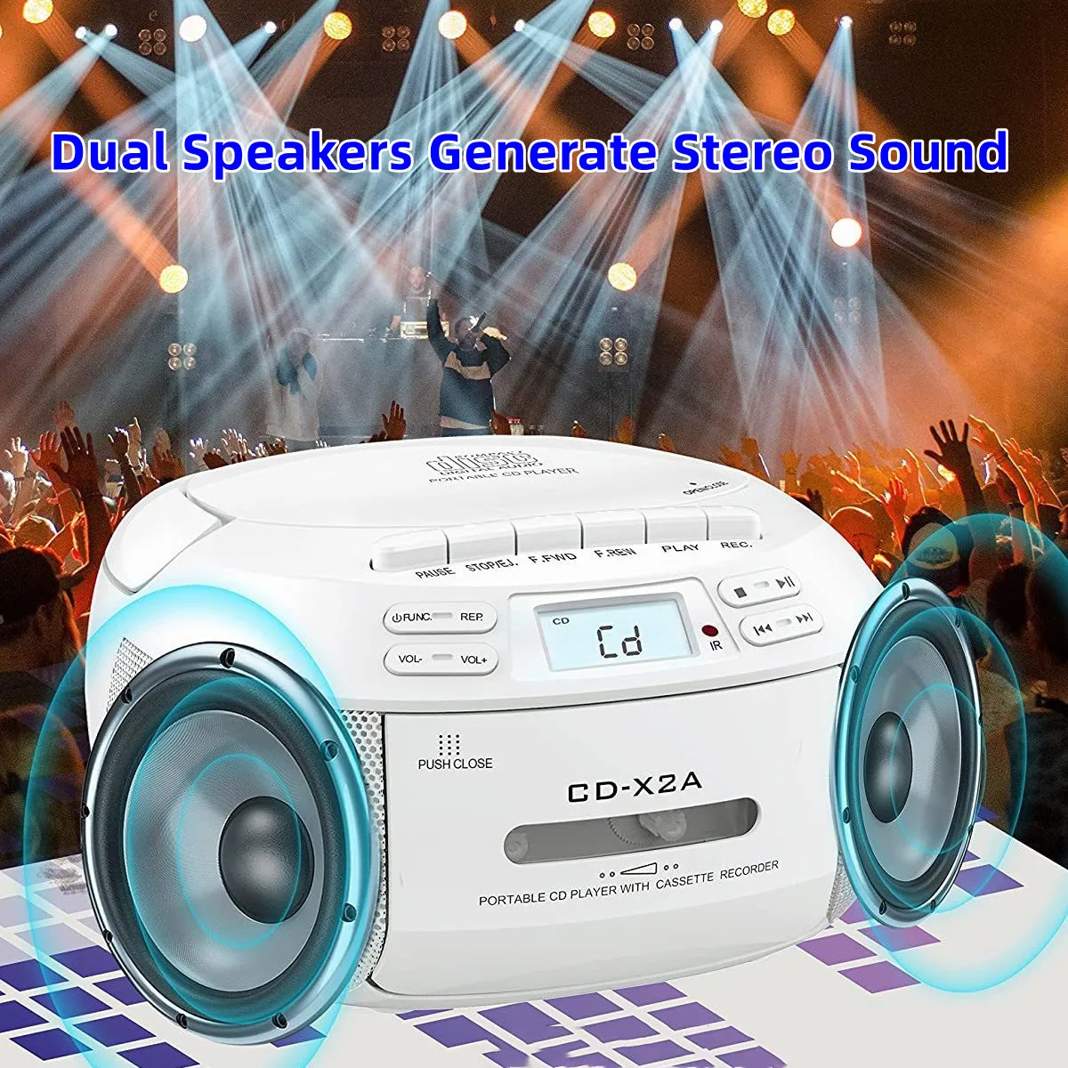 

Portable Bluetooth Speaker CD tape player Boombox Cassette Recorder Stereo Player with TF/USB Port AM/FM Radio Cai De Som