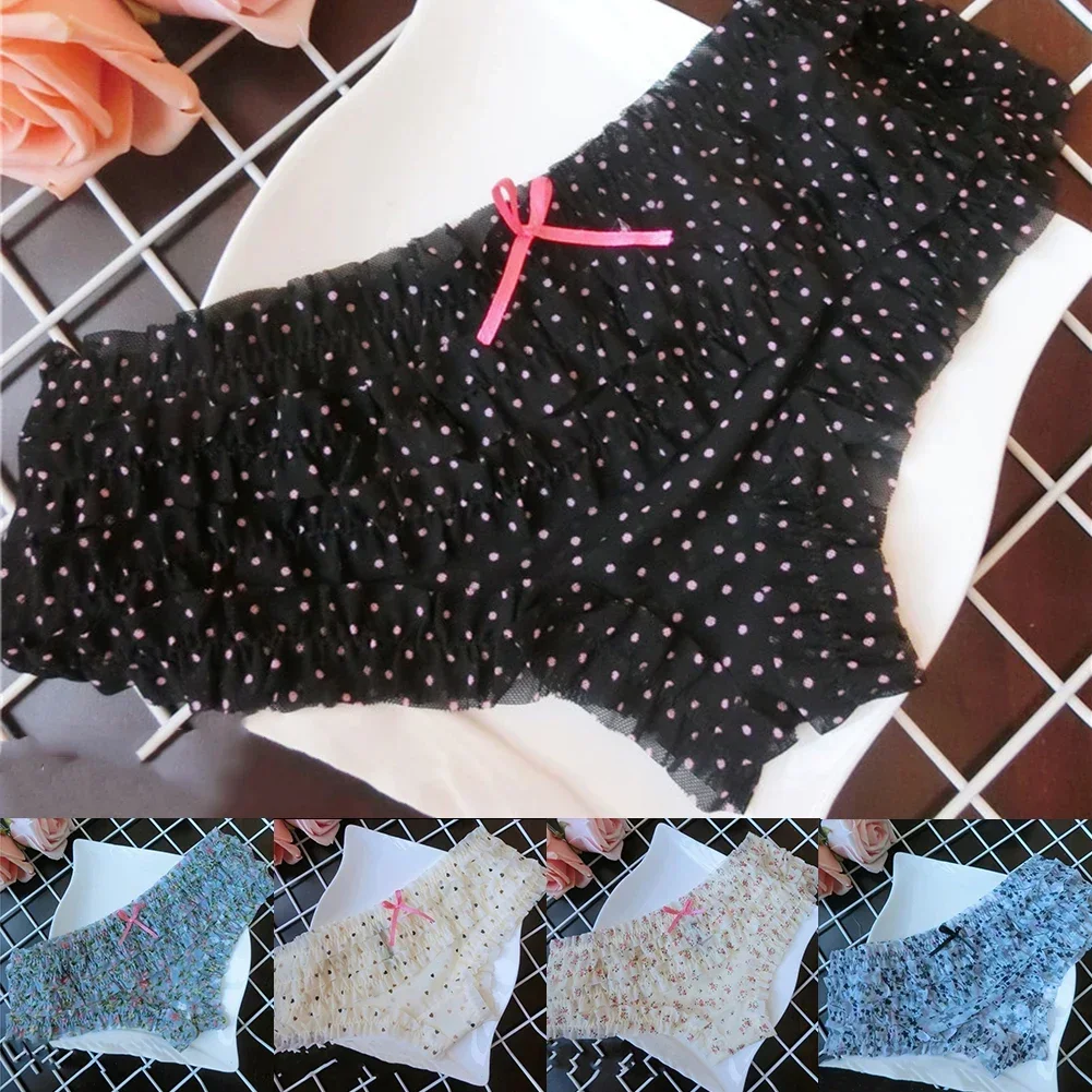 Girls Cute Sweet Panties Underwear Cake Layer Lace Briefs Sexy Mesh Breathable Cozy Underpant Women Low Waist Thong Lingerie