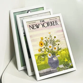 Set di 3 cornici per foto in legno A4 Cornici per poster con montaggio solido naturale bianco nero e albicocca per montaggio a parete Hardware incluso 1