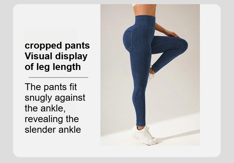 Damen Yoga-Leggings mit hoher Taille und Taschen, gewaschene, strukturierte, schnell trocknende, modische Hosen für Outdoor-Laufen, Fitness und Sport – Detail 5