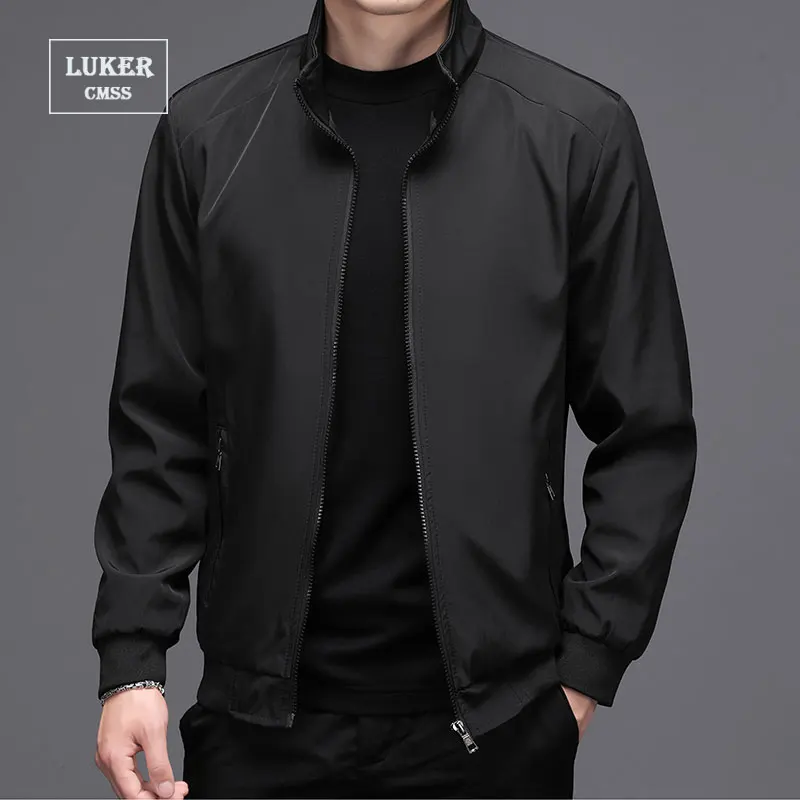 LUKER CMSS 봄 여름 남성 비즈니스 재킷 솔리드 남성 얇은 재킷 코트 캐주얼 남성 겉옷 남성 코트 폭탄 재킷