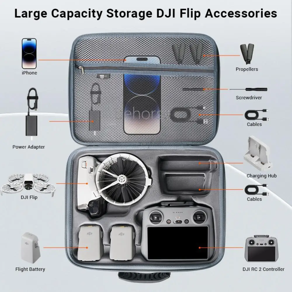 Flip Drone RC N3/RC 2 Remote Control All-in-One Hardshell Organizer for DJI Waterproof Carrying Case