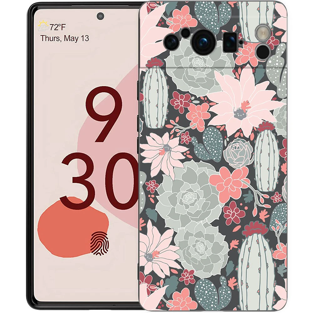 Succulent Design Shockproof Silicone Phone Case - Soft TPU Protective Cover