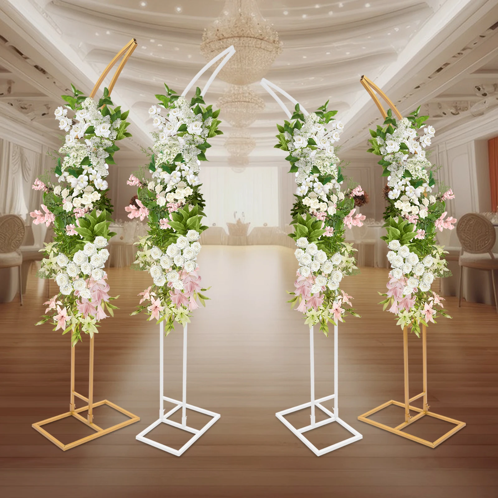 Wedding Arch Stand 2PCS 2.1m White/Gold for Ceremony Party
