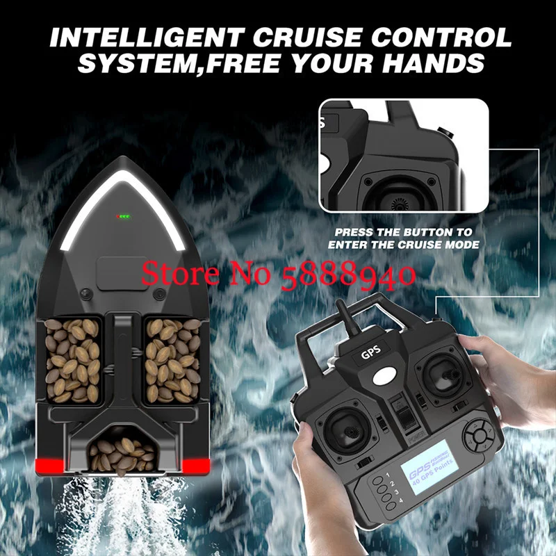 GPS Beidou Dual Positioning 3 Hopper Remote Control Bait Boat 500M 40Point GPS Auto Return Waterproof High Speed RC Fishing Boat 6