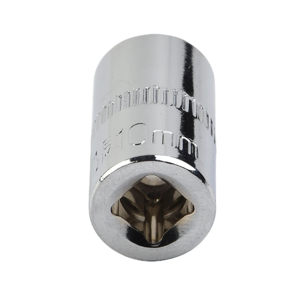 4pcs/set Socket Chrome Vanadium Steel 1/4Inch Drive 6-Point Socket 10mm Socket DIY Hand-making Household Maintenance Tool Silver