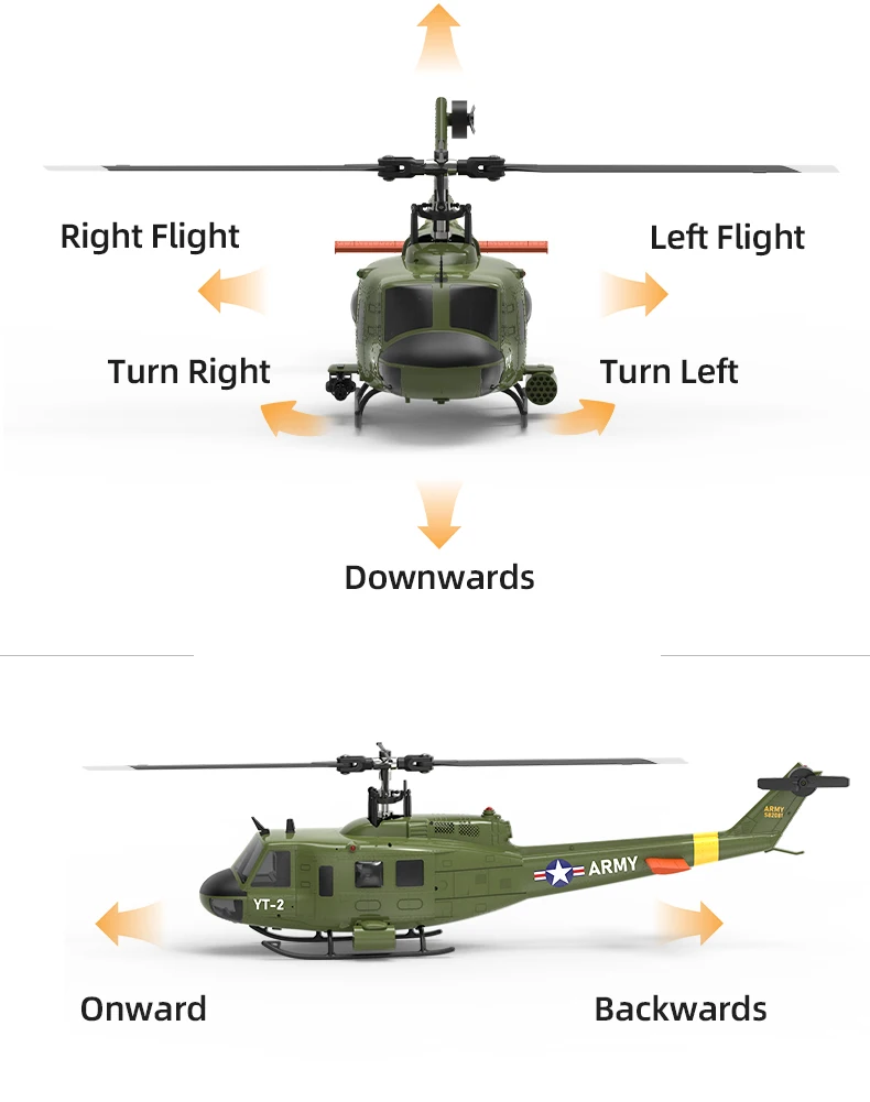 YUXIANG F07 RC Helicopter 1:34 UH-1 HUEY Scale 2.4G 6CH Altitude Hold Optical Flow Positioning Dual Brushless Motor RTF YXZNRC - 5