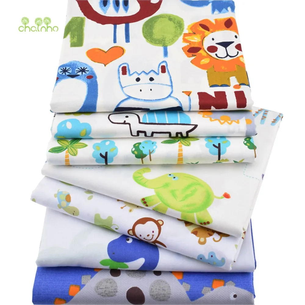 Chainho,Printed Twill Weave Cotton Fabric,DIY Sewing Quilting Material,Patchwork Cloth,7 Designs Cartoon Series,2 Sizes,15C155