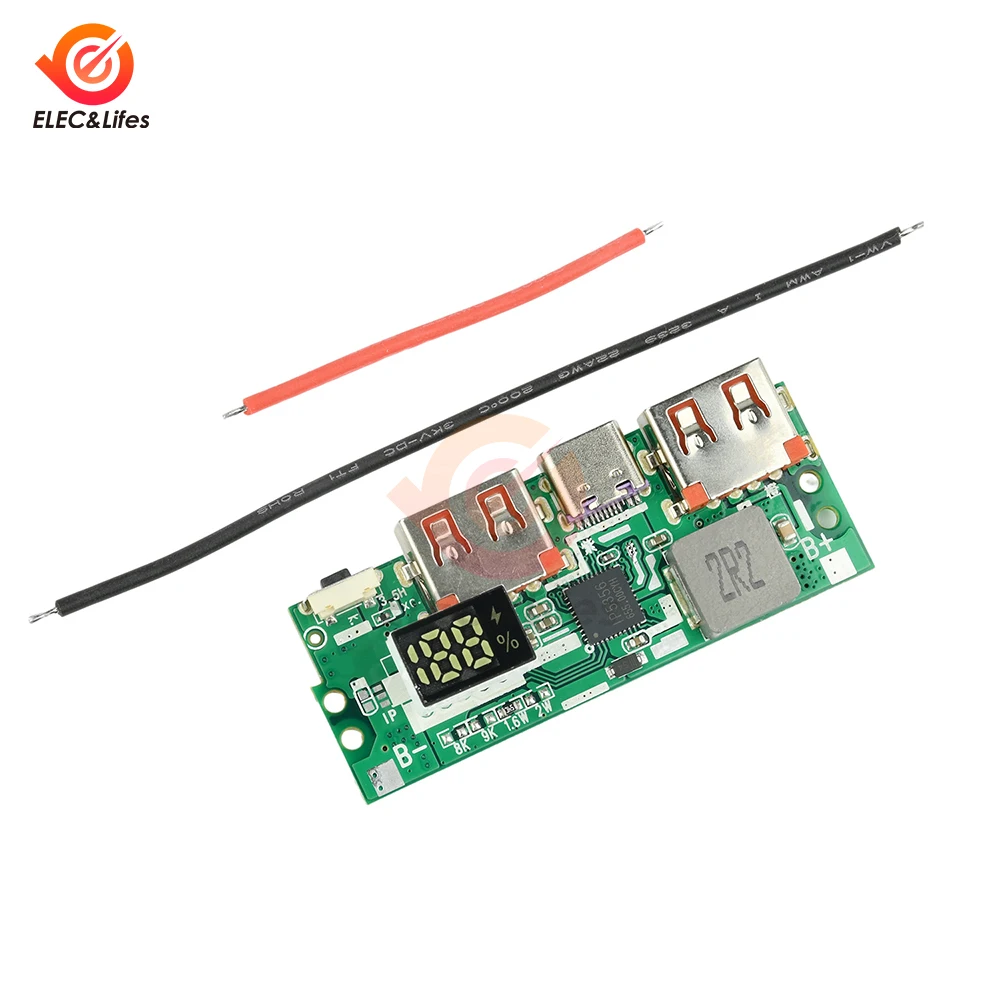 22.5W Hızlı Şarjlı Powerbank DIY Kiti, Dijital Ekranlı, Micro USB Tip C Girişli, Çoklu Cihaz Şarjı için VOOC PD20W Destekli