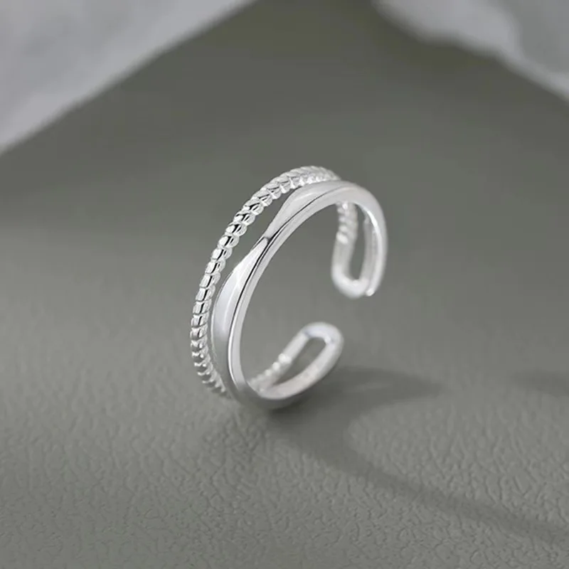 Wedding Rings Finger Rings Fashion Rings Engagement Rings Fashion Ring Original 925 Sterling Silver Double LInes Rings For Women Wedding Engagement Silver Women's Vintage Ring Fine Jewelry