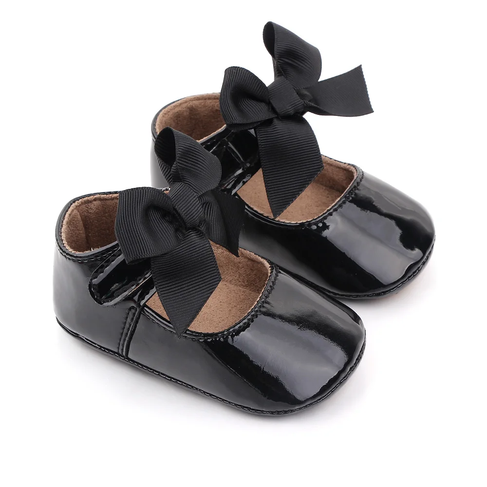 Baby Girl Princess Shoes High Quality PU and TPR Anti-slip Cute Bowknot Toddler Birthday Party Shoes for 0-18 M 2023 New Fashion 3