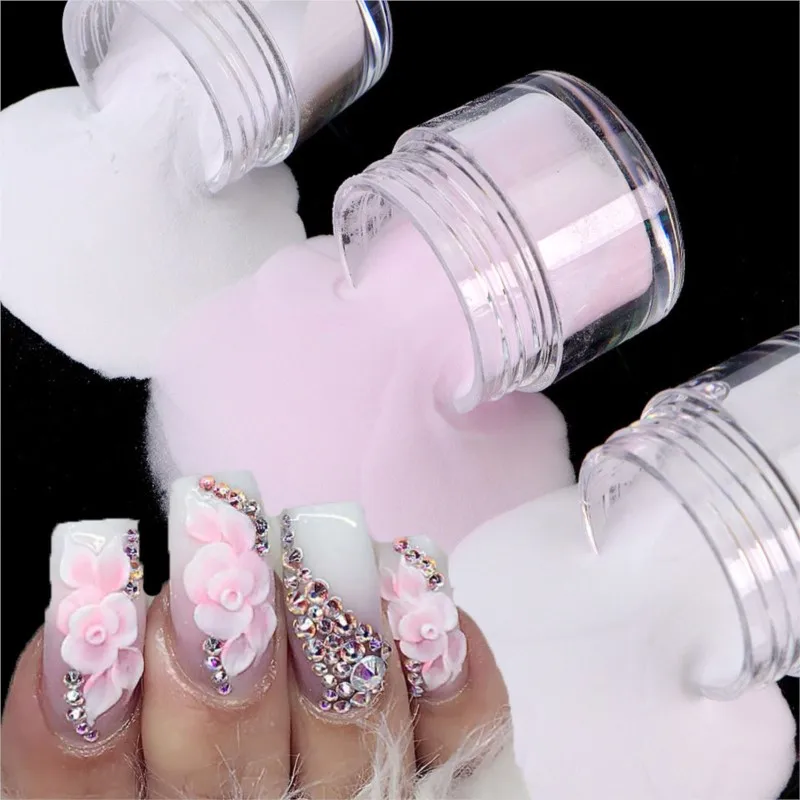 1Jar Pink/White/Clear Acrylic Powder 10g Nail Art Professional Polymer Powder For Nail Extension Carving Home Salon DIY Supplies nail powder acrylic nail powder
