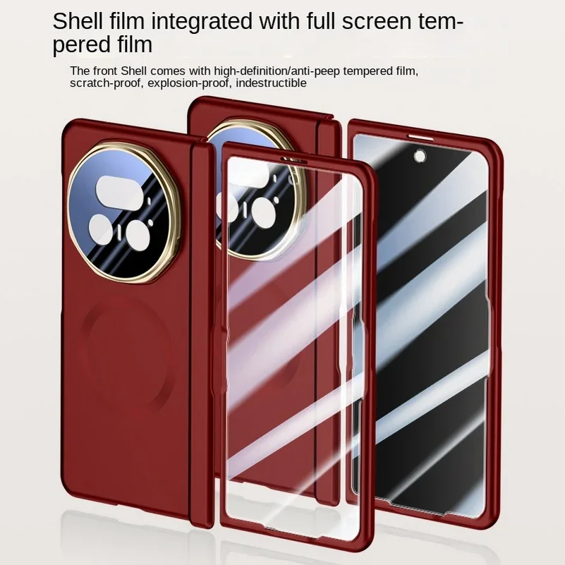 Luxury Wireless Charging Rugged Protective Case with HD Tempered Glass Screen Film and Lens Bracket