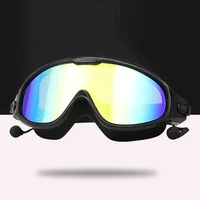 Adults Electroplated Swimming Goggles Large Frame Waterproof Swim Glasses Diving Water Sport Eyewear with Earplug for Men Women 1