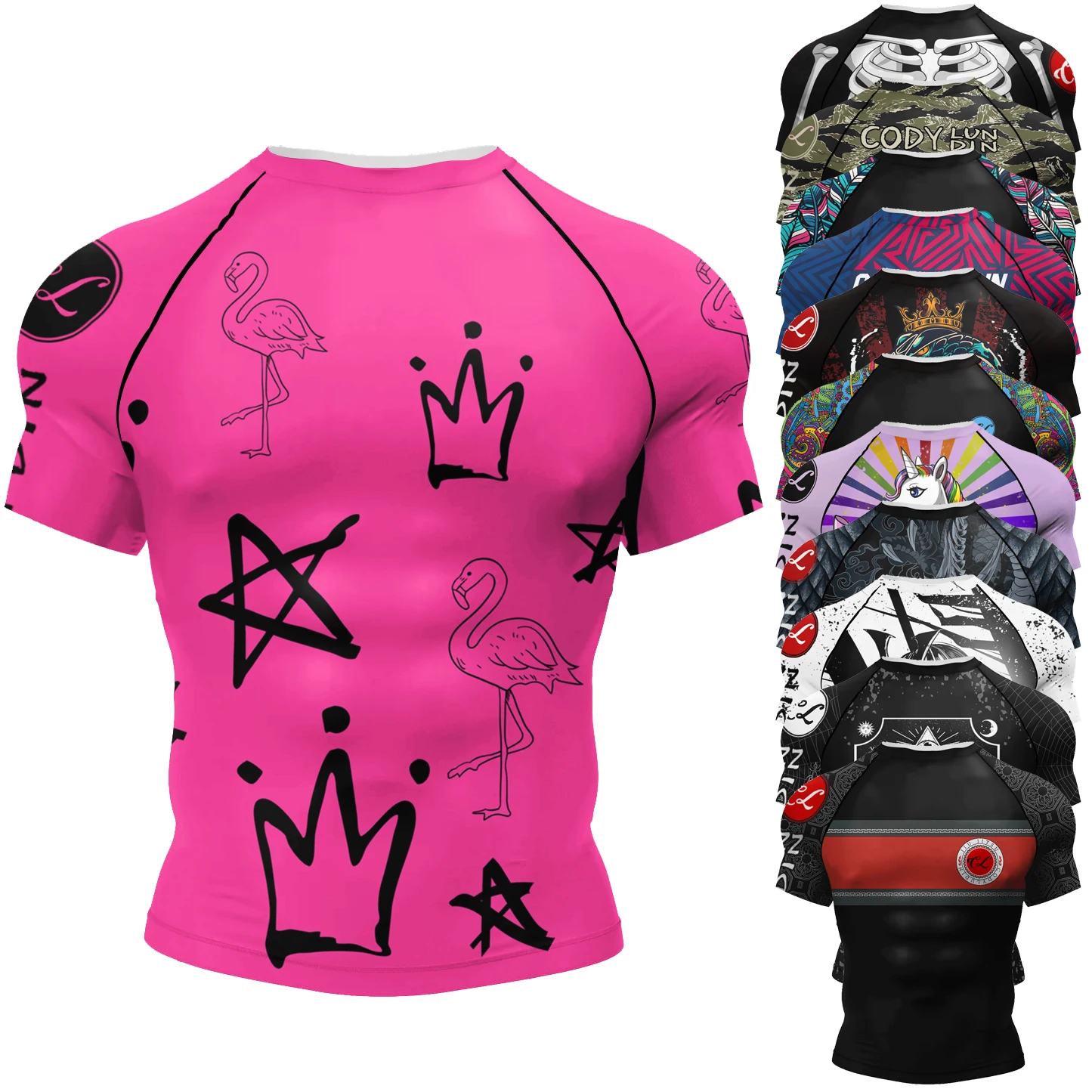 Cody LUNDIN 3D-Druck Sport Schnelltrocknend Atmungsaktiv Herren T-Shirt Brasilianisches Jiu-Jitsu Fitness Boxen Eltern-Kind Kurzarm Sommer