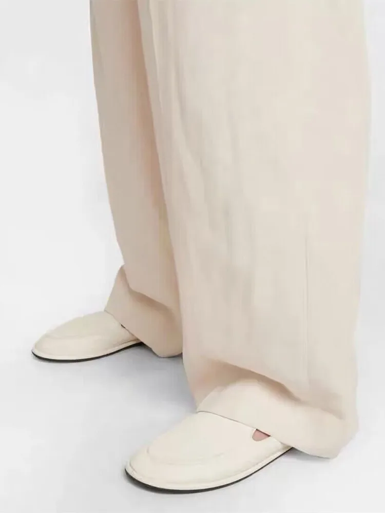 

Women Solid Color Round Toe Shoes Genuine Leather 2024 New All-Match Ladies Causal Soft Flat Shoes