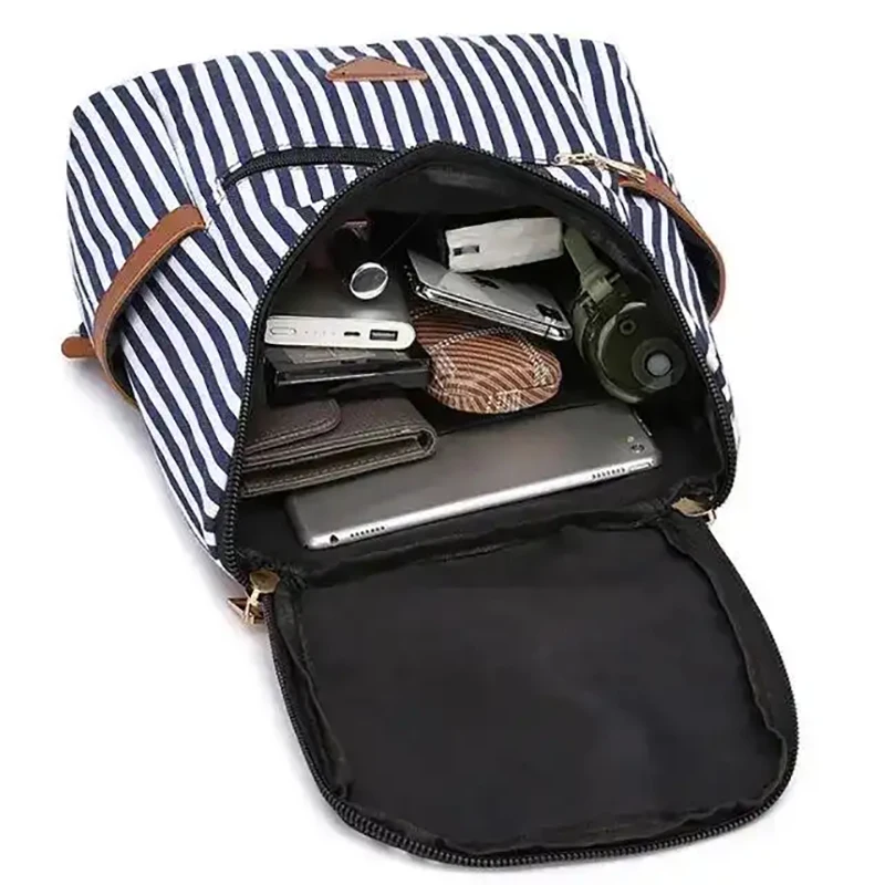 Large capacity High-Quality Adjustable vintage laptop canvas backpack for women simple leisure travel bag