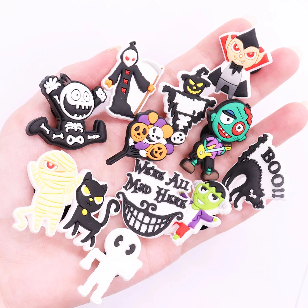 1 шт. аниме Счастливый Хэллоуин Boo Мультфильм Череп ПВХ садовые обуви талисманы