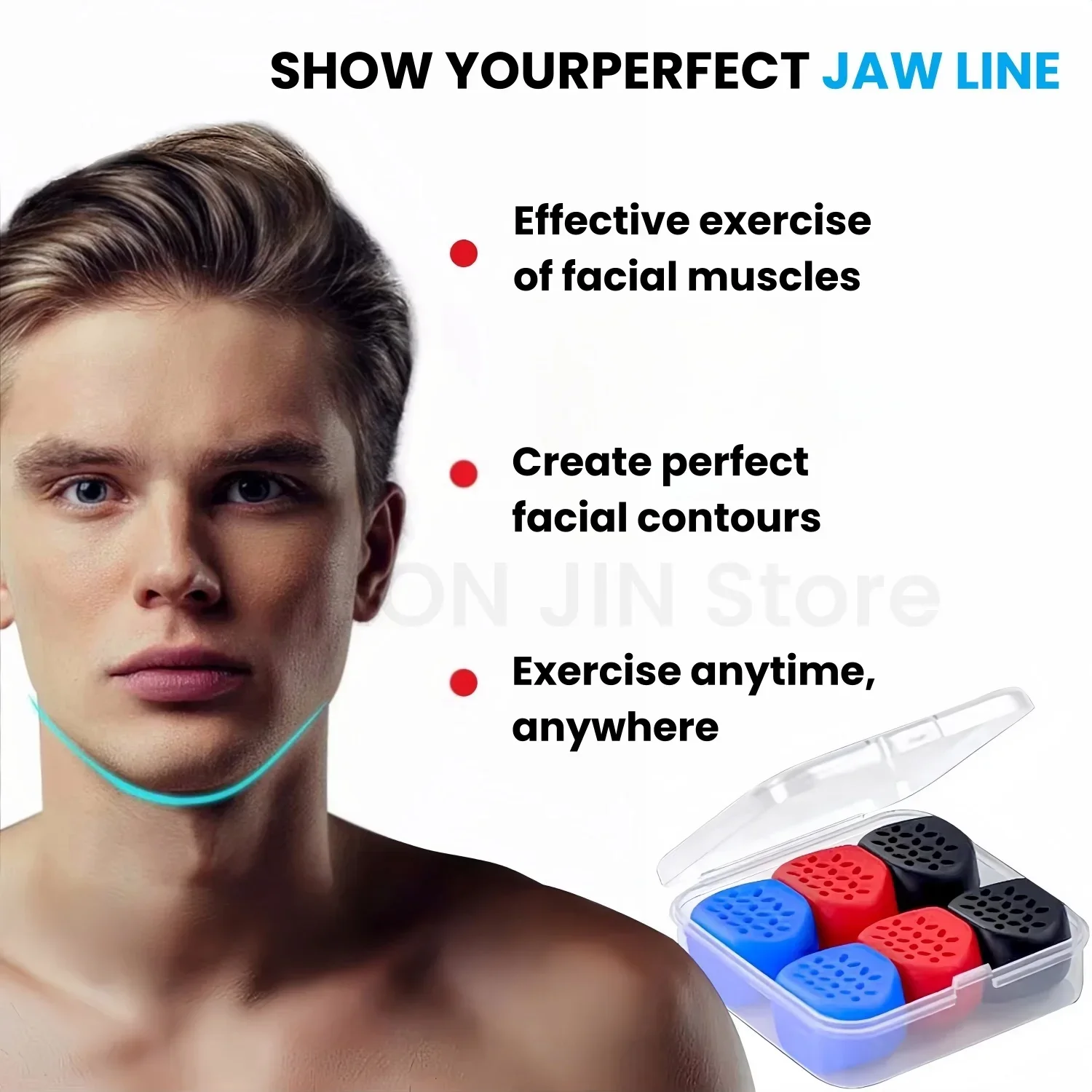 6pcs/Box (40+50+60LBS) Silicone Jaw Line Exerciser Ball Jaw Line Trainer Face Facial Muscle Trainer Chew Ball Training
