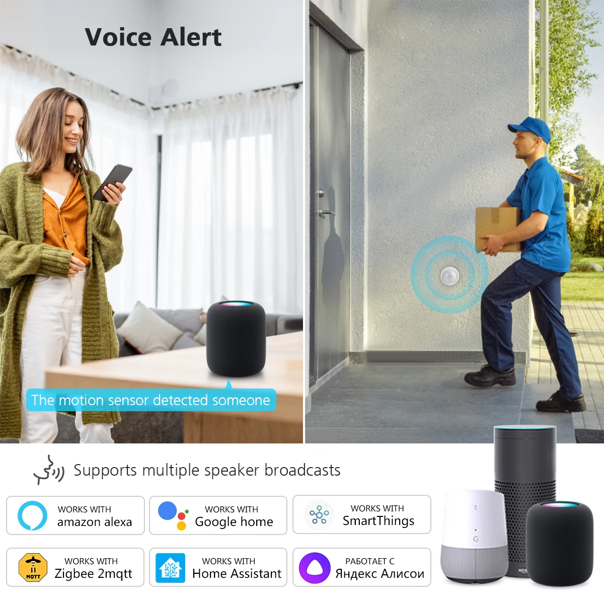 Zigbee PIR Human Motion Sensor Body Infrared Detector Security Alarm Sensors Work With Tuya Smart Life Alexa Google Home Gateway