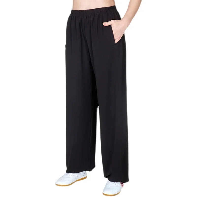 Summer Tai Chi Pants Wushu Clothing Kung Fu Trousers Martial Art Uniform Breathable Elastic Waist