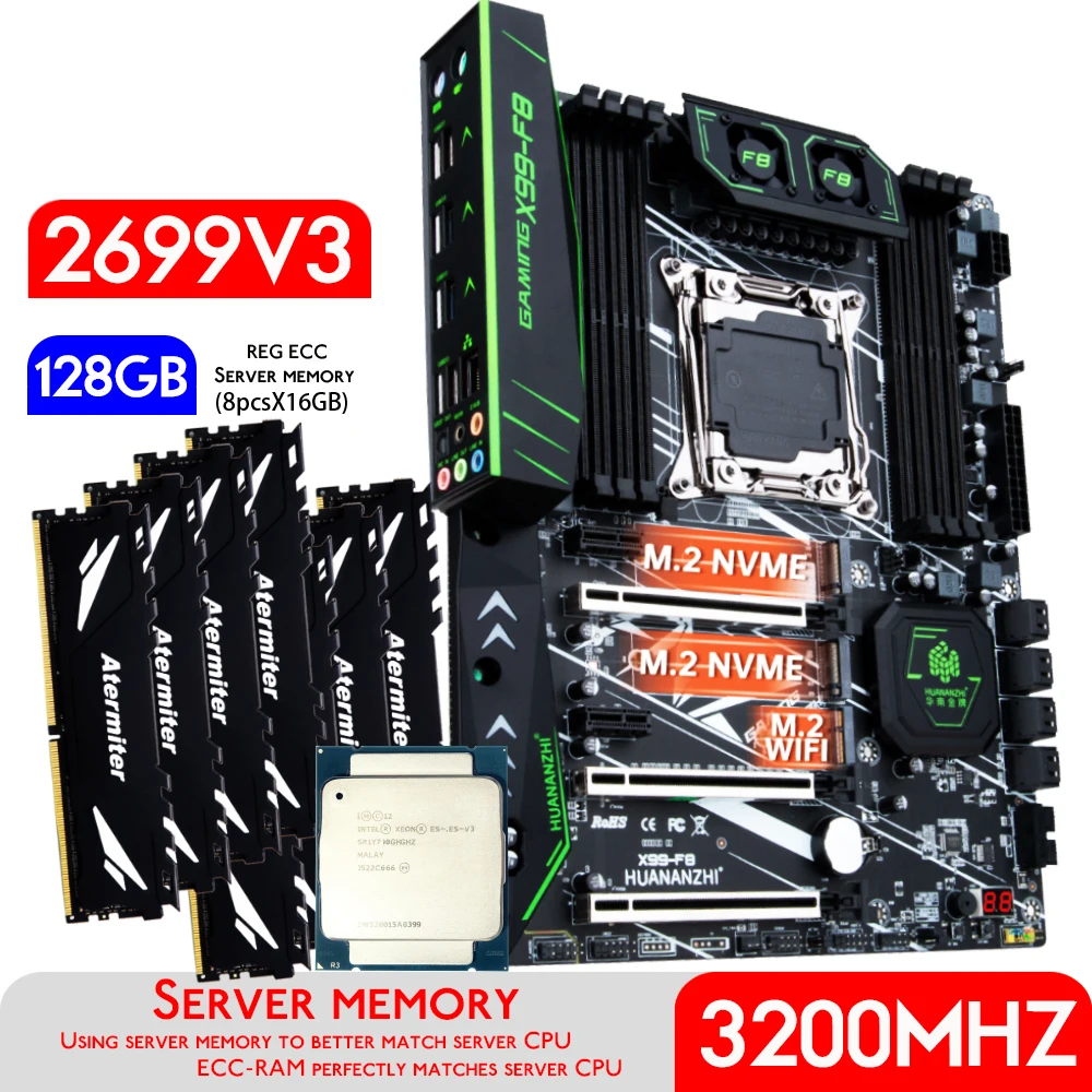 HUANANZHIX99F8MotherboardSetWithE52699V3CPUProcessor128GB8