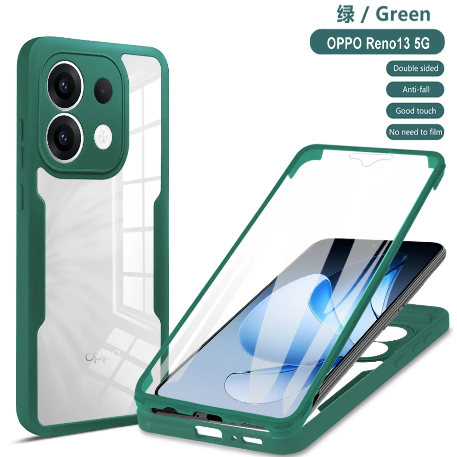 360° Shockproof Phone Case with Built-in Screen Protector and Transparent Back