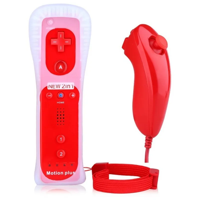 100set 2In1 Remote Control Joystick Joypad Built In Motion Plus Remote Controller Gamepad Nunchuck Controller for W-ii Console