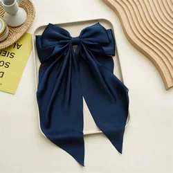 Elegant Satin Bowknot Hair Clips - Women & Girls Hair Accessory (Navy Blue)