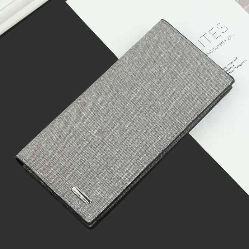 

Men's Long Leisure Canvas Wallet Business Wallet Fabric ID Large Banknotes Wallet with 11 Card Slots