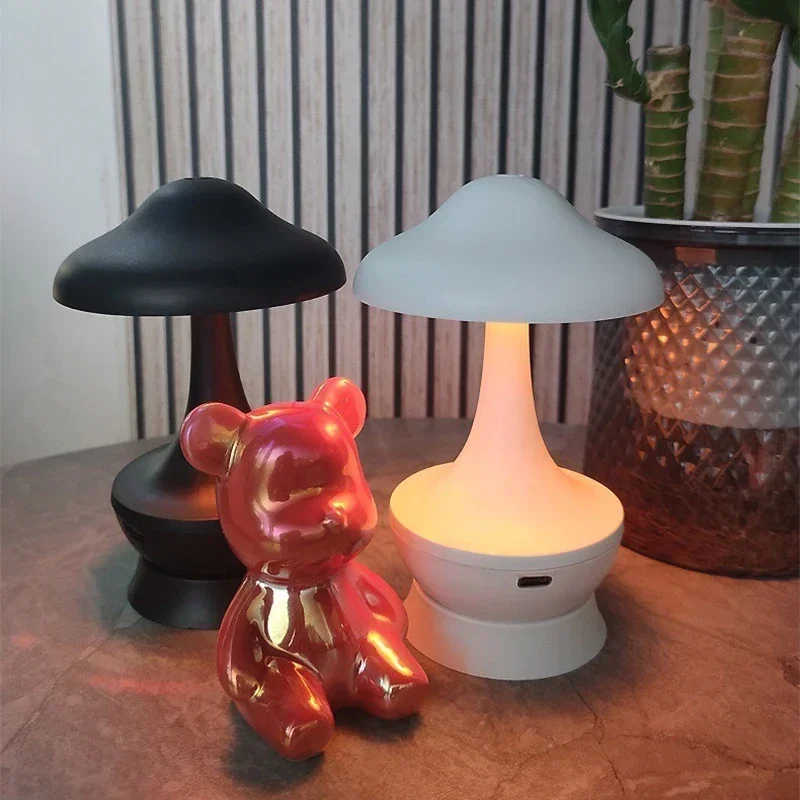버섯 크리 에이 티브 LED 테이블 램프 분위기 감압 데스크탑 장식 야간 조명 침실 거실 LED 책상 조명