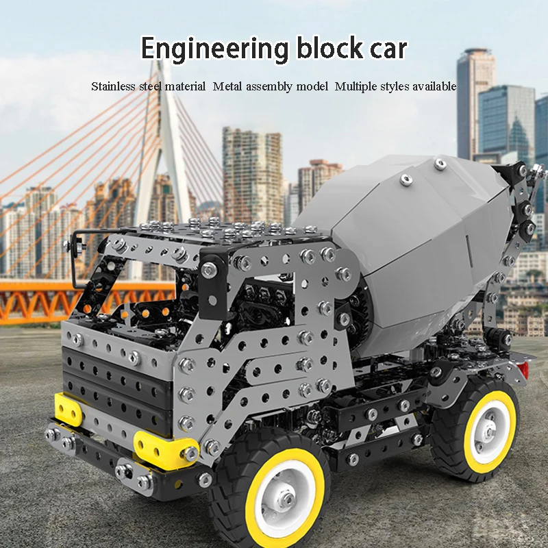 DIY Metal Assembly Engineering Car Alloy Screw Nut Assembly Building Block Forklift Motorcycle Model Children Toy Adult Gifts Building Block Toy Assemble Toy